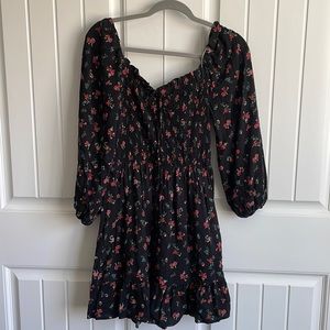 Wild Fable Black Dress with red rose pattern, never worn, size medium